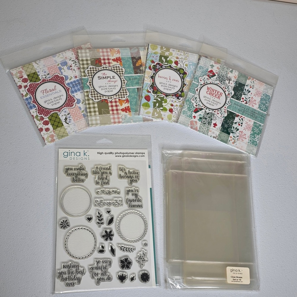 NEW Gina K. Designs Paper Stamp Stencil Box Bundle Craft Lot Cards Scrapbooking